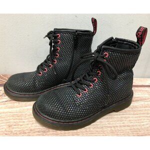 Dr. Doc Martens Delaney Glitter Black/Pink Lace Up Zip Boots Girls 13 (9K14